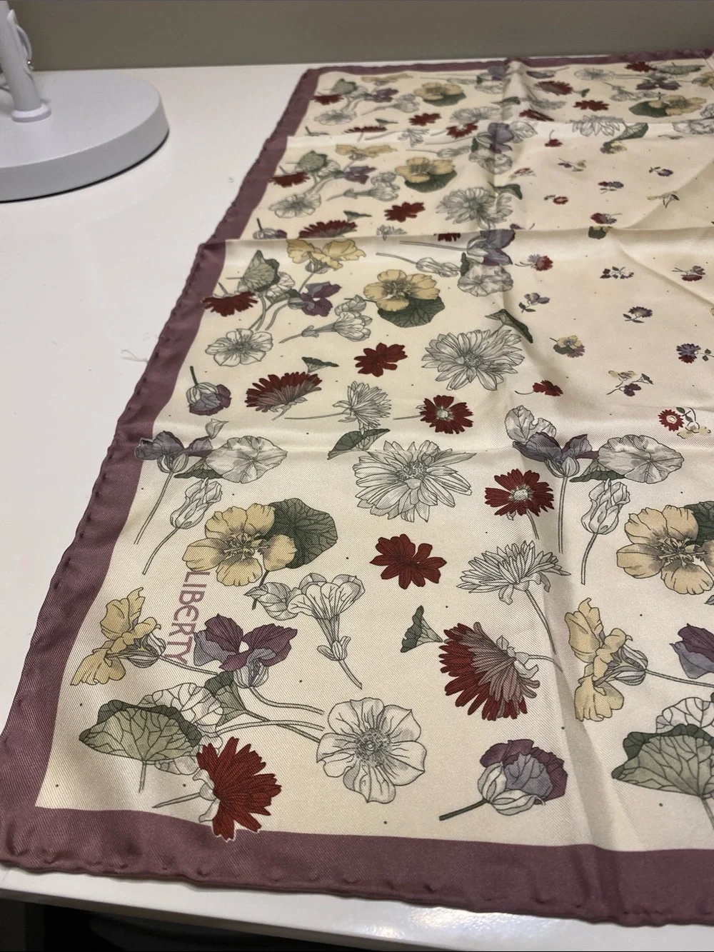 Liberty Cream Floral Silk Scarf